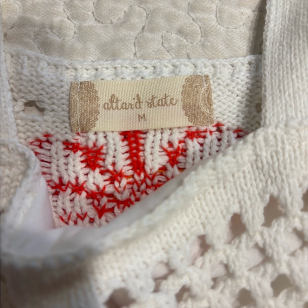 Altar'd State White Crochet Top with Red Accents - Picture 5 of 6